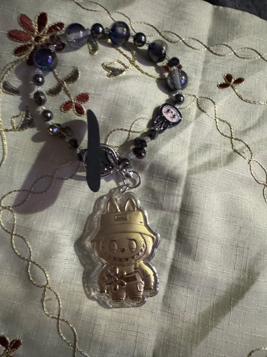 Labubu gold phone chain