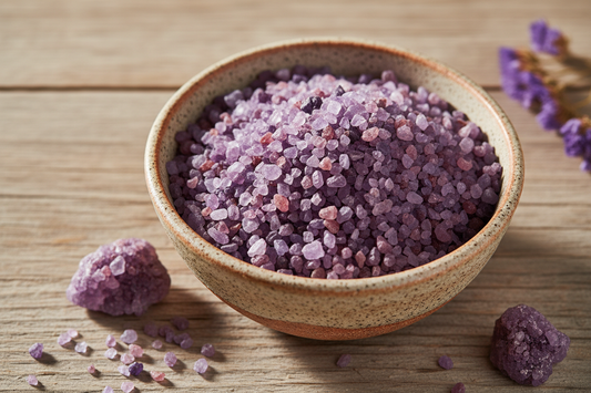 purple salt in a bowl 